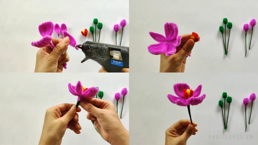 Làm các cánh hoa lan tròn, nhỏ và nhọn