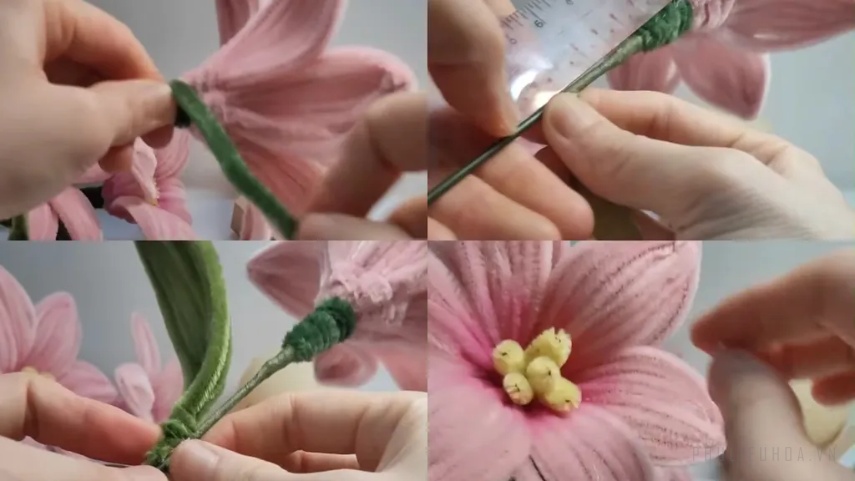 Phần nhụy của bông hoa ly sẽ được làm từ các sợi kẽm màu vàng