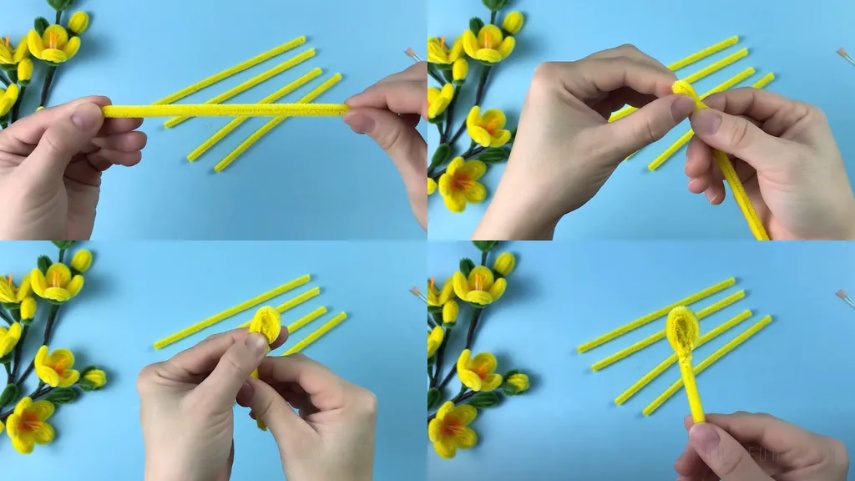 Làm hoa mai đơn giản bằng kẽm nhung đơn giản