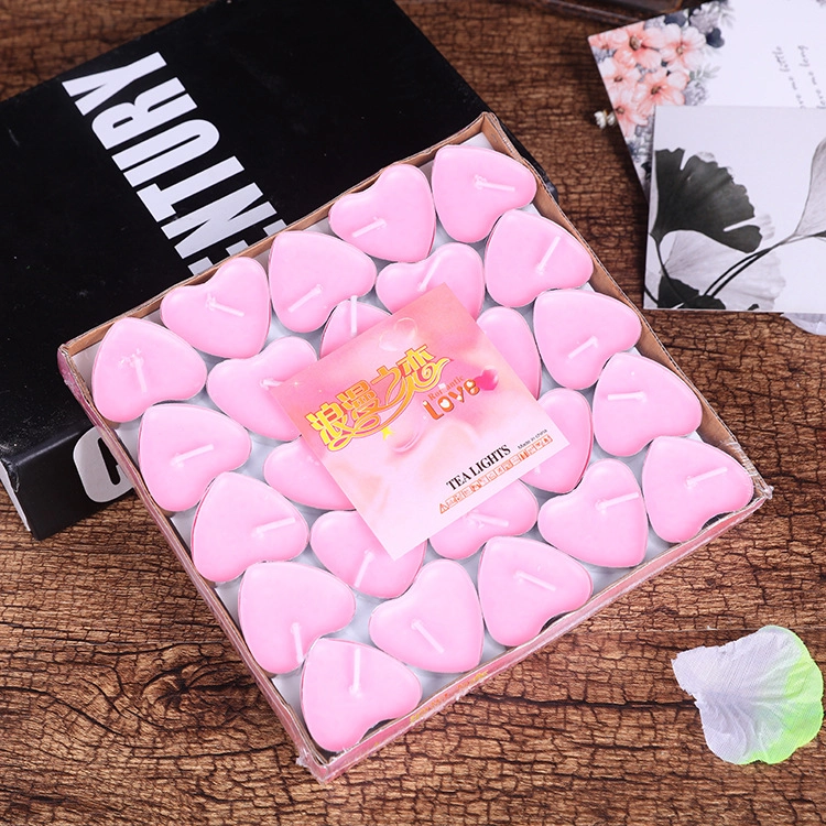 Hộp 50 nến Tealight trang trí hình trái tim không mùi không khói ảnh 9