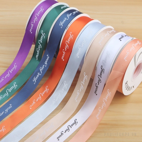 Dây ruy băng lụa satin Just For You in chữ nhiều màu gói hoa buộc quà bản 2.5cm x 30yard ảnh 28