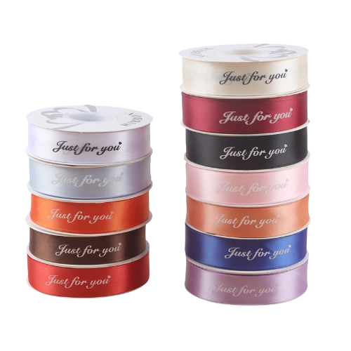 Ảnh sản phẩm Dây ruy băng lụa satin Just For You in chữ nhiều màu gói hoa buộc quà bản 2.5cm x 30yard 1