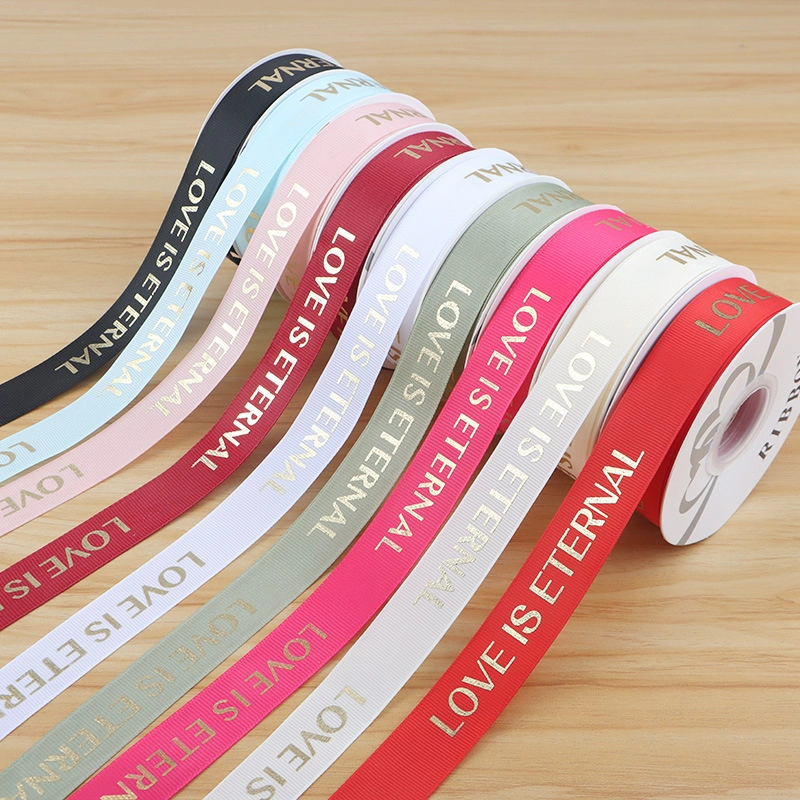 Dây ruy băng gân in chữ đồng Love Is Eternal bản 2.5cm x 30yard nhiều màu ảnh 4