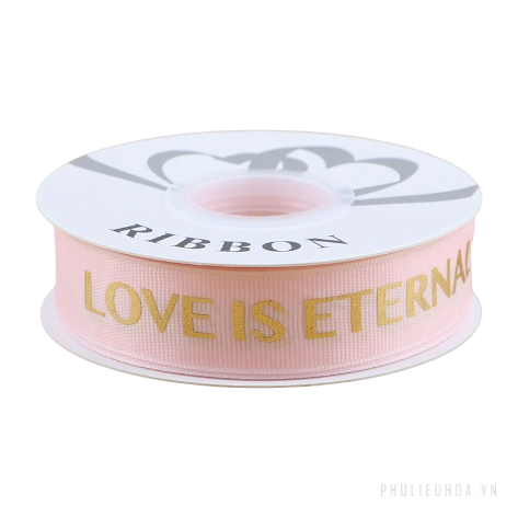 Dây ruy băng gân in chữ đồng Love Is Eternal bản 2.5cm x 30yard nhiều màu ảnh 10