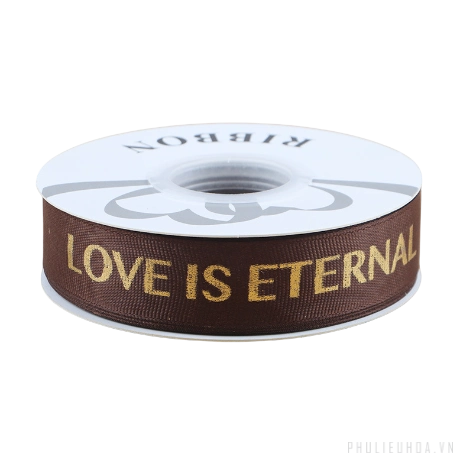 Dây ruy băng gân in chữ đồng Love Is Eternal bản 2.5cm x 30yard nhiều màu ảnh 11