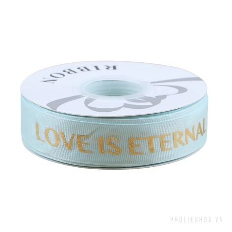 Dây ruy băng gân in chữ đồng Love Is Eternal bản 2.5cm x 30yard nhiều màu ảnh 12
