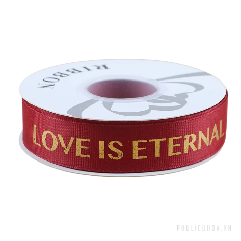 Dây ruy băng gân in chữ đồng Love Is Eternal bản 2.5cm x 30yard nhiều màu ảnh 16