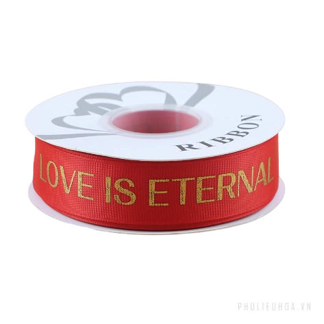Dây ruy băng gân in chữ đồng Love Is Eternal bản 2.5cm x 30yard nhiều màu ảnh 17