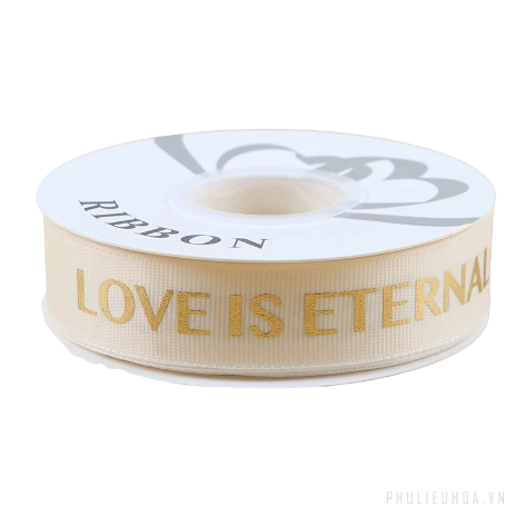Dây ruy băng gân in chữ đồng Love Is Eternal bản 2.5cm x 30yard nhiều màu ảnh 19