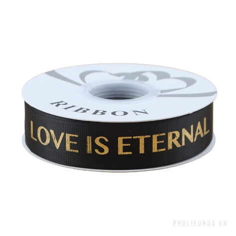 Dây ruy băng gân in chữ đồng Love Is Eternal bản 2.5cm x 30yard nhiều màu ảnh 20