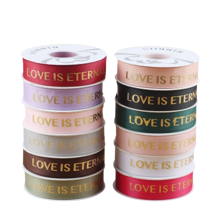 Ảnh sản phẩm Dây ruy băng gân in chữ đồng Love Is Eternal bản 2.5cm x 30yard nhiều màu  1