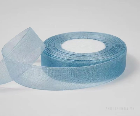 Cuộn ruy băng voan trong suốt bản 2.5cm x 45m làm nơ handmade, trang trí hộp quà ảnh 45
