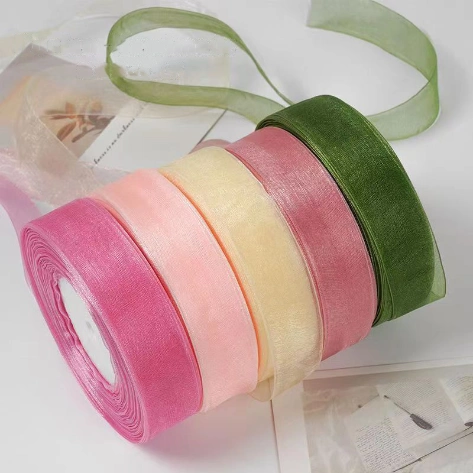 Cuộn ruy băng voan trong suốt bản 2.5cm x 45m làm nơ handmade, trang trí hộp quà ảnh 1