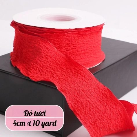 Ruy băng bèo nhún xếp ly nhiều màu gói hoa quà ảnh 20
