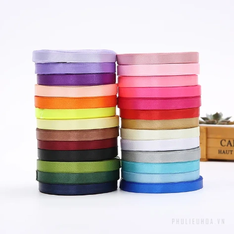 Ruy băng lụa Satin lõi xốp 1cm x 22m x (5 cuộn) ảnh 2