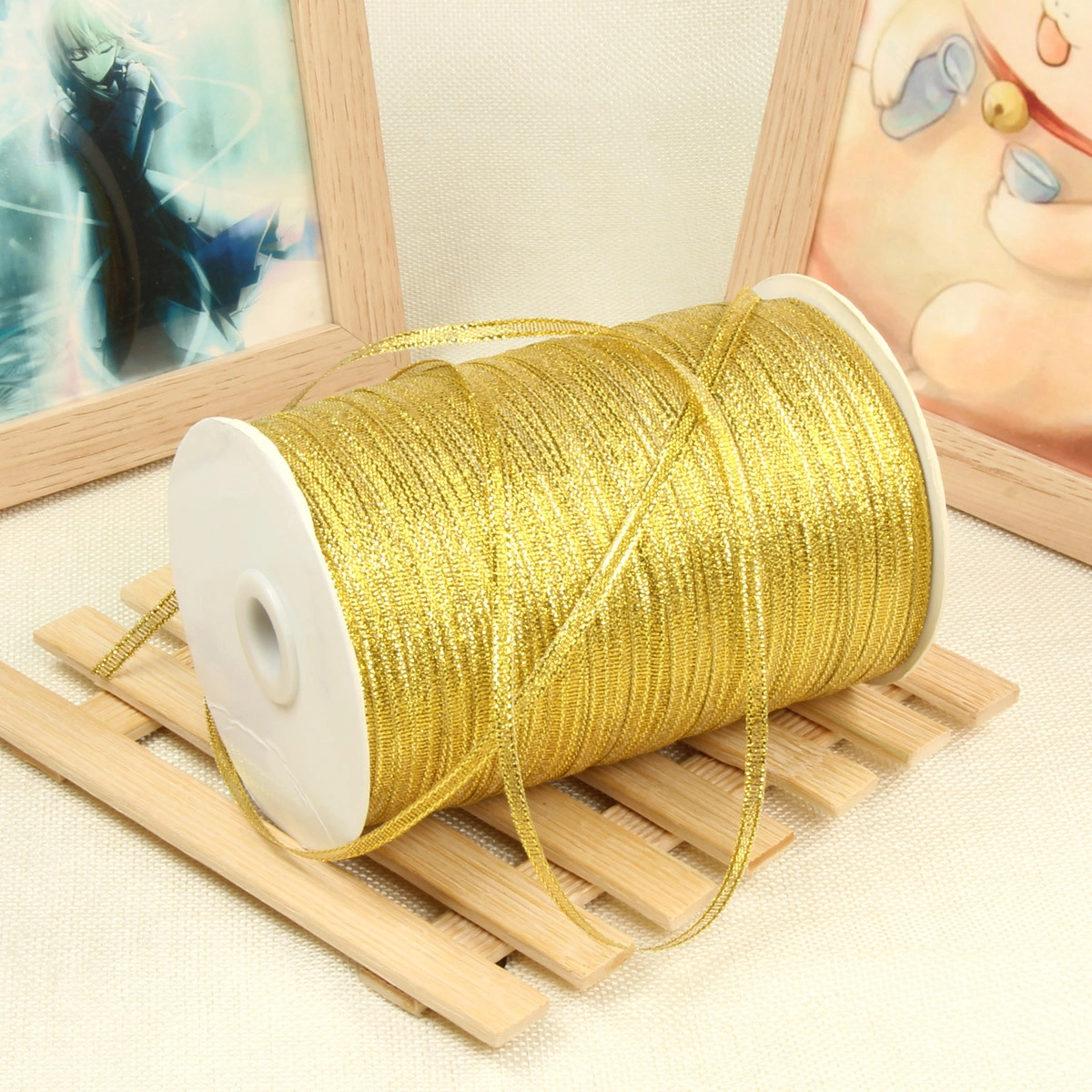 Ruy băng nhũ kim tuyến vàng bạc bản 0.3 x 800m ảnh 2