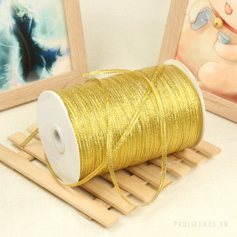 Ruy băng nhũ kim tuyến vàng bạc bản 0.3 x 800m ảnh 2