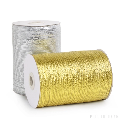 Ruy băng nhũ kim tuyến vàng bạc bản 0.3 x 800m ảnh 8