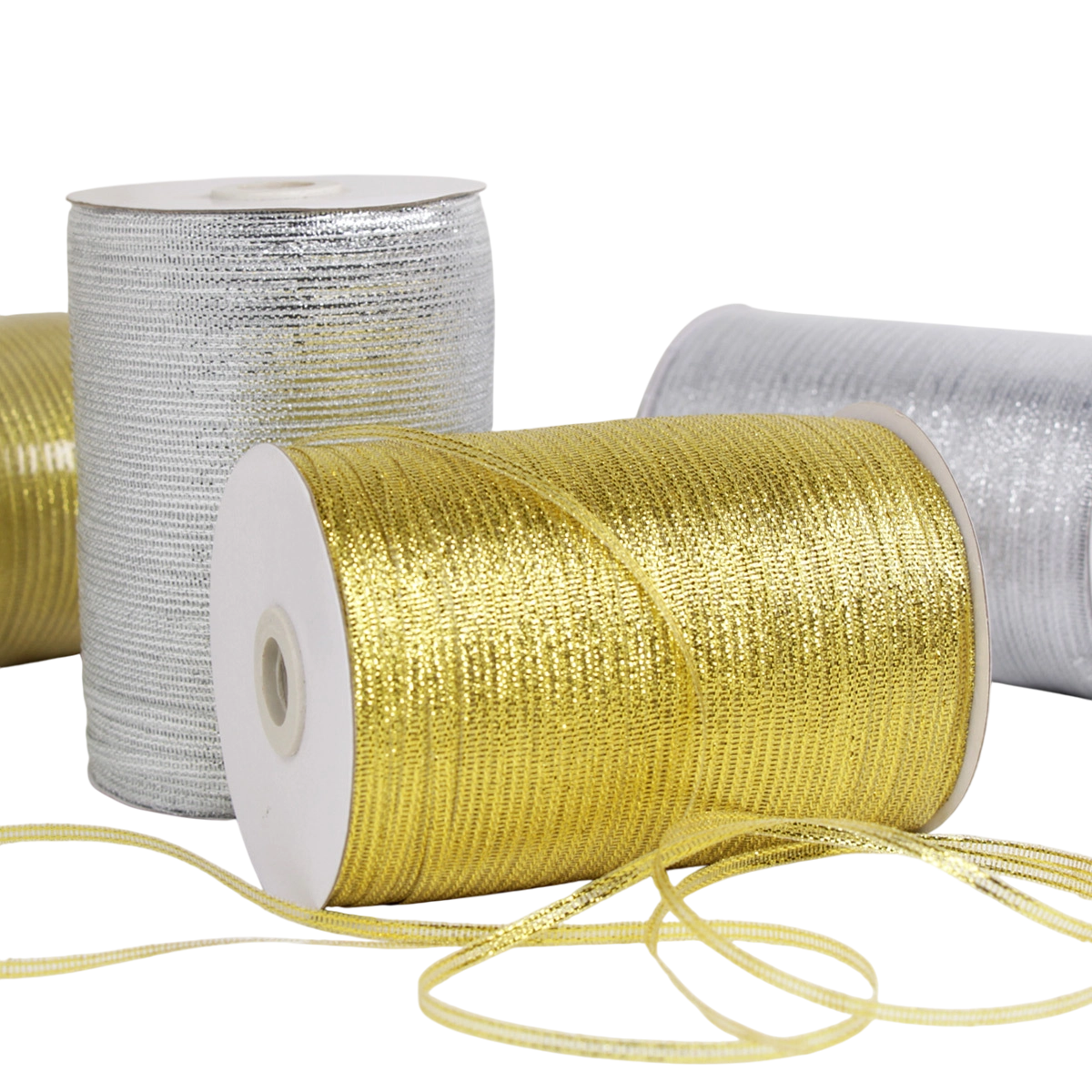 Ruy băng nhũ kim tuyến vàng bạc bản 0.3 x 800m ảnh 1