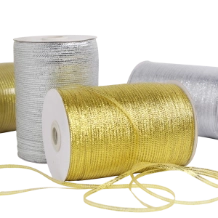 Ảnh sản phẩm Ruy băng nhũ kim tuyến vàng bạc bản 0.3 x 800m  1