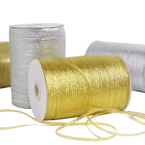 Ruy băng nhũ kim tuyến vàng bạc bản 0.3 x 800m ảnh 1