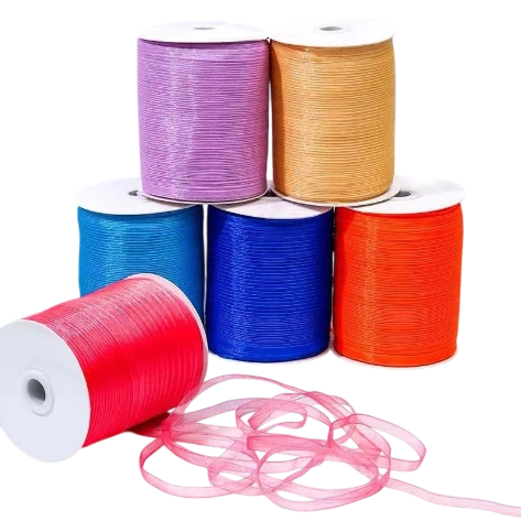 Cuộn 450m ruy băng voan trong suốt bản 1cm làm nơ handmade, trang trí hộp quà  ảnh 1