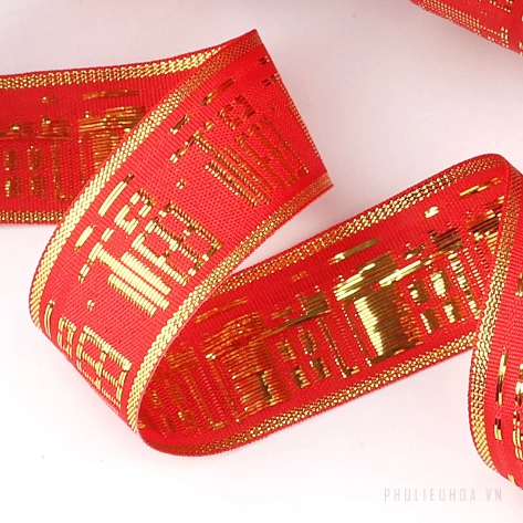 Ruy băng cưới đỏ chữ Phúc khổ 2,5cm x 22m ảnh 2