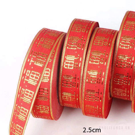 Ruy băng cưới đỏ chữ Phúc khổ 2,5cm x 22m ảnh 9