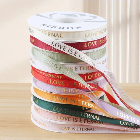 Dây ruy băng gân in chữ đồng Love Is Eternal bản 1cm 32yard nhiều màu  ảnh 5