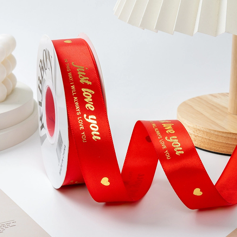 Ruy băng satin in chữ nhũ đồng Just Love You khổ 2.5cm x 32yard ảnh 8