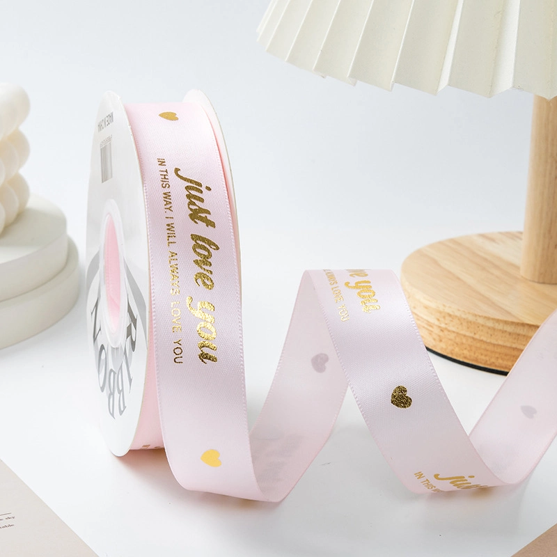 Ruy băng satin in chữ nhũ đồng Just Love You khổ 2.5cm x 32yard ảnh 9