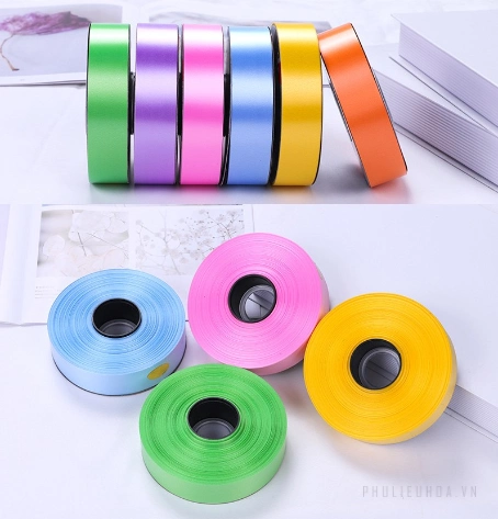 Dây ruy băng nhựa bóng nhiều màu trơn 2.8cm x 50yard ảnh 6