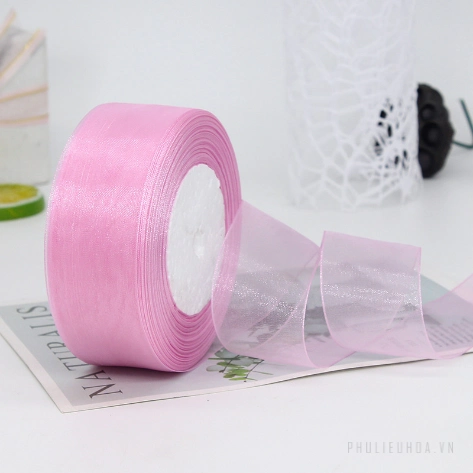 Cuộn ruy băng voan trong suốt bản 4cm x 45m làm nơ handmade, trang trí hộp quà ảnh 25