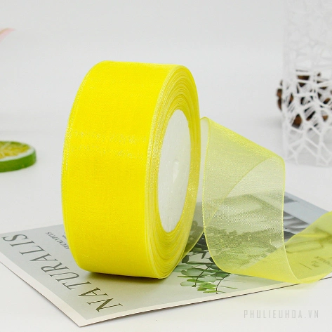 Cuộn ruy băng voan trong suốt bản 4cm x 45m làm nơ handmade, trang trí hộp quà ảnh 30