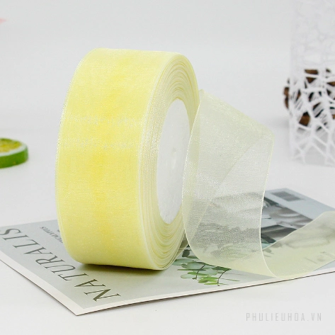 Cuộn ruy băng voan trong suốt bản 4cm x 45m làm nơ handmade, trang trí hộp quà ảnh 31