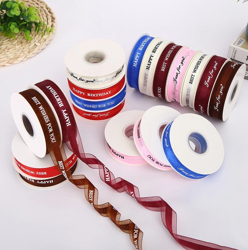 Ruy băng voan trong suốt in chữ 2,5cm x 32 yard ảnh 3