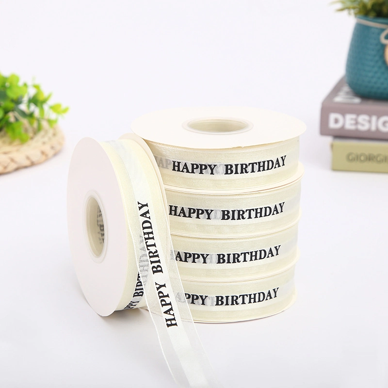 Ruy băng voan trong suốt in chữ 2,5cm x 32 yard ảnh 13
