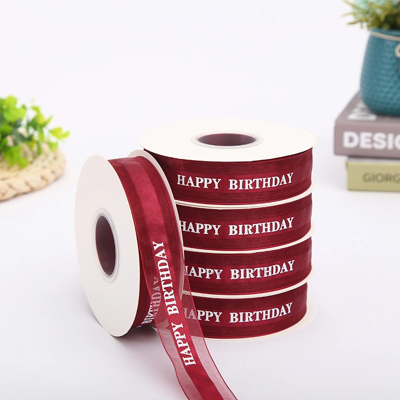 Ruy băng voan trong suốt in chữ 2,5cm x 32 yard ảnh 19