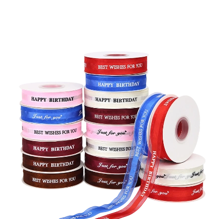 Ảnh sản phẩm Ruy băng voan trong suốt in chữ 2,5cm x 32 yard 1