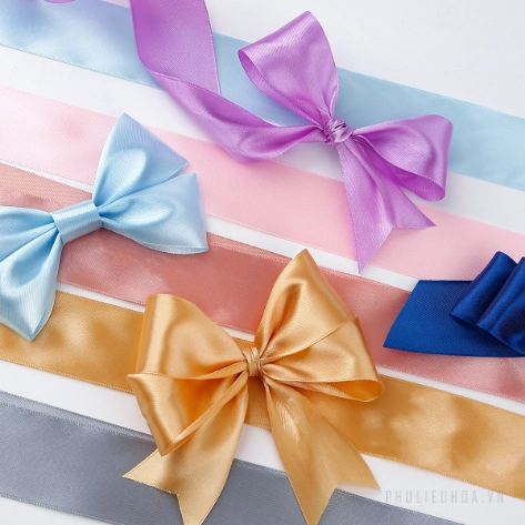 Cuộn ruy băng lụa trơn lớn 2,5cm x 80yard gói hoa buộc quà và trang trí sự kiện ảnh 11