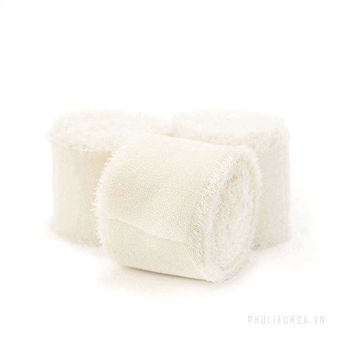 Cuộn ruy băng vải voan Chiffon xé tua viền 4cm x 5yard ảnh 22