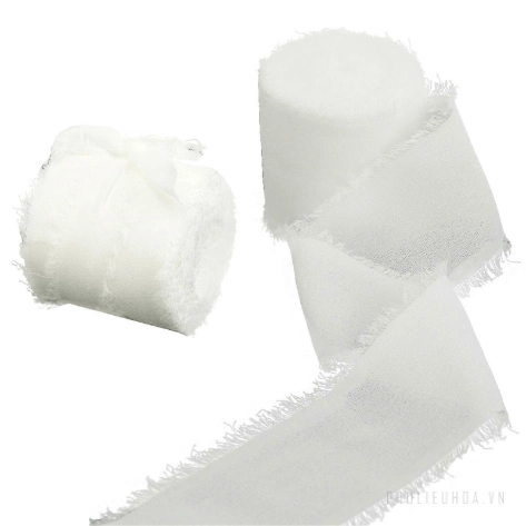 Cuộn ruy băng vải voan Chiffon xé tua viền 4cm x 5yard ảnh 34