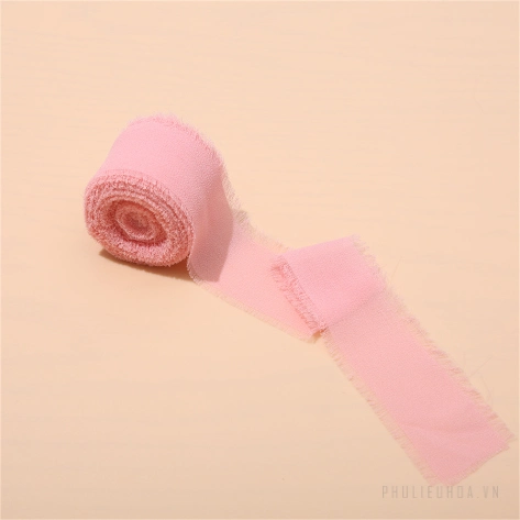 Cuộn ruy băng vải voan Chiffon xé tua viền 4cm x 5yard ảnh 36
