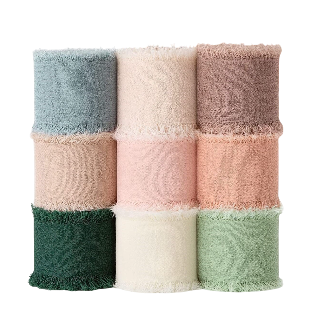 Cuộn ruy băng vải voan Chiffon xé tua viền 4cm x 5yard ảnh 1