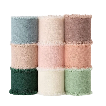 Ảnh sản phẩm Cuộn ruy băng vải voan Chiffon xé tua viền 4cm x 5yard 1