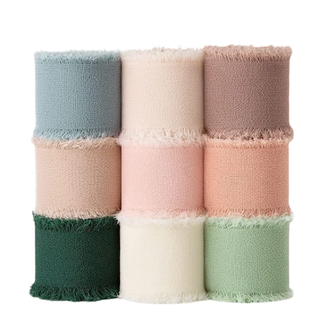 Cuộn ruy băng vải voan Chiffon xé tua viền 4cm x 5yard ảnh 1