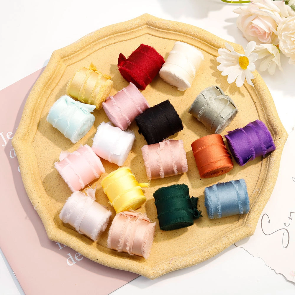 Cuộn ruy băng vải lụa silk xé tua viền 4cm x 5yard (1 cuộn) ảnh 9