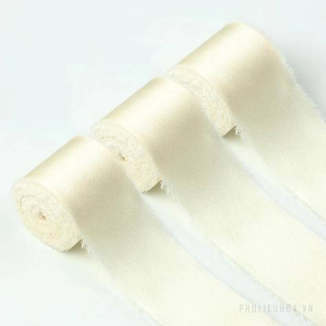 Cuộn ruy băng vải lụa silk xé tua viền 4cm x 5yard (1 cuộn) ảnh 14