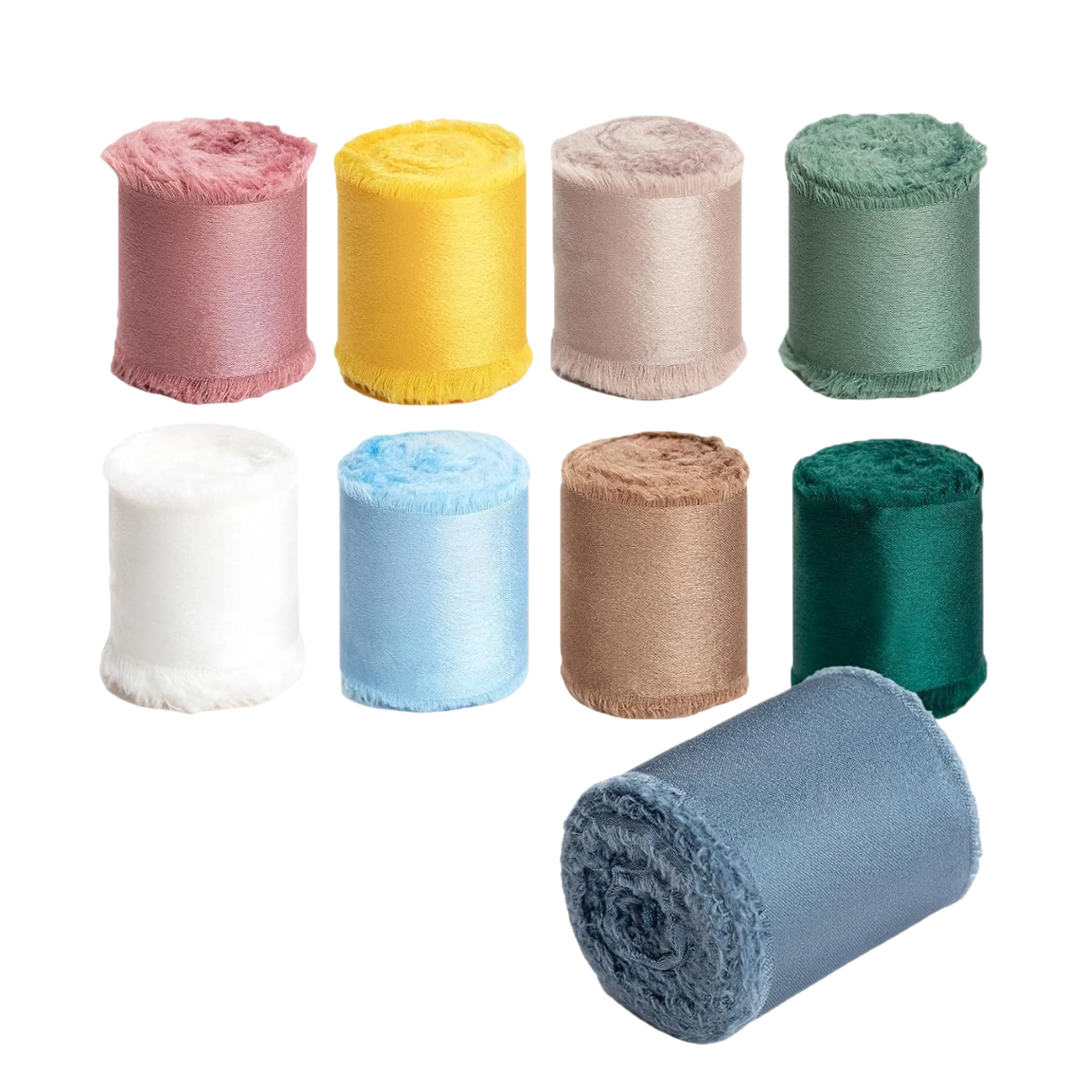 Cuộn ruy băng vải lụa silk xé tua viền 4cm x 5yard (1 cuộn) ảnh 1