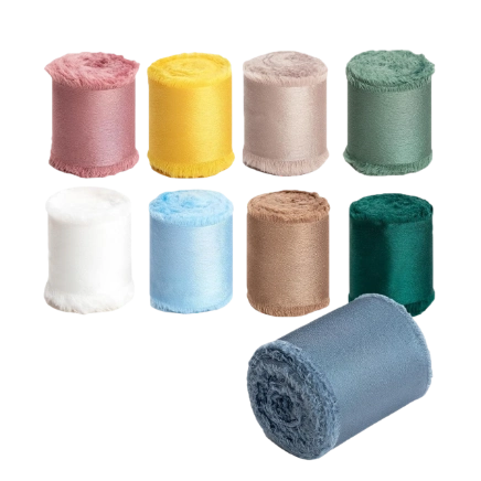 Ảnh sản phẩm Cuộn ruy băng vải lụa silk xé tua viền 4cm x 5yard (1 cuộn) 1